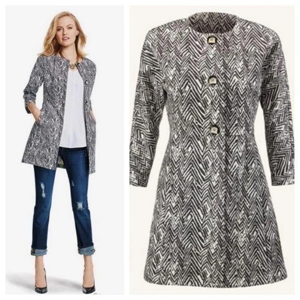 CAbi Black and White Chevron Jacket